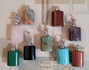 Natural Stone Cremation Urn Pendant: Stainless Steel Chain, Fillable