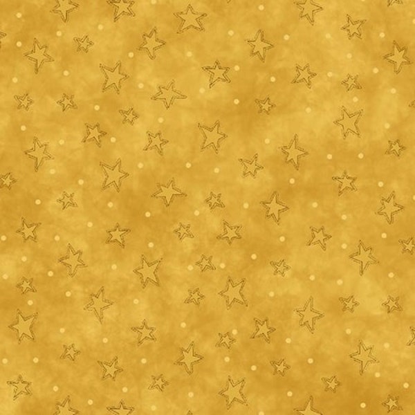 100% Cotton Quilting fabric by the 1/2 yard, Starry Basics "Gold"  from Henry Glass