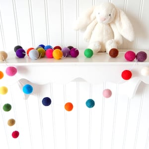 Rainbow Garland Nursery Decor Felt Ball Garland Pom Pom Garland Baby Nursery Decor 1st Birthday First Birthday Party Decorations Wall Decor image 1