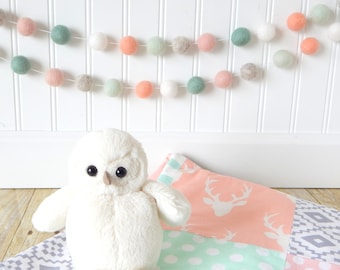 Blush Pink and Mint Garland, Aztec Nursery, Girl Woodland Nursery, Tribal Nursery, Pom Pom Garland, Felt Ball Garland, Baby Girl, Buckhead