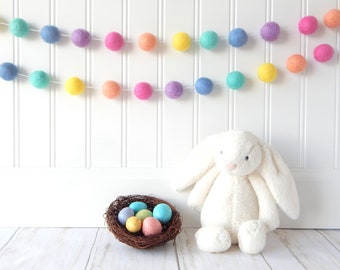 Easter Garland, Spring Garland, Pastel Garland, Felt Ball Garland, Nursery Decor, Pom Pom Garland, Easter Decor, Bunting, Baby Shower Decor