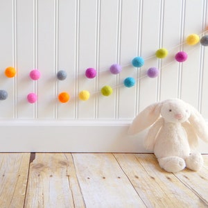 Garland, Felt Ball Garland, Girl Nursery Decor, Baby Room Decor, Pom Pom, Baby Shower Decor, Baby Girl Decor, Birthday Party, Playroom Decor