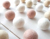 Pink and Cream Garland, Pom Pom Garland, Felt Ball Garland, Baby Girl Nursery Room, Wedding Banner, Bunting, Pastel, Shabby Chic, Blush Pink