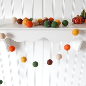 Autumn Garland, Fall Garland, Fall Decoration, Thanksgiving Garland, Felt Ball Garland, Halloween Decor Autumn Decor, Pumpkin, image 1