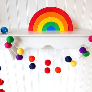 Rainbow Felt Ball Garland, Rainbow Pom Pom Garland, Baby Girl Nursery Decor, Rainbow Party Decorations, Playroom Decor, Wall Decor