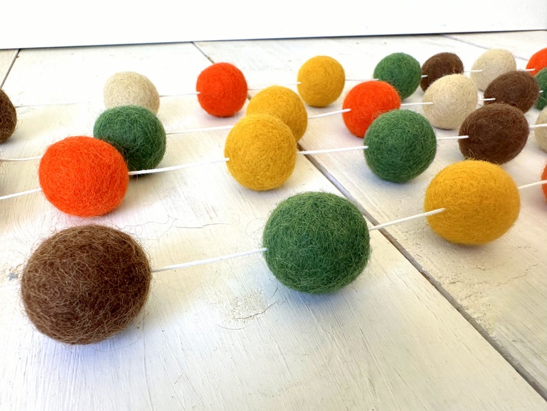 Autumn Garland, Fall Garland, Fall Decoration, Thanksgiving Garland, Felt Ball Garland, Halloween Decor Autumn Decor, Pumpkin, image 3