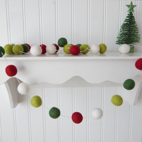 Christmas Cheer Felt Ball Garland Etsy