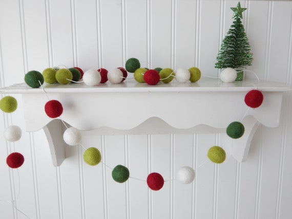 Christmas Garland Christmas Felt Ball Garland Christmas | Etsy