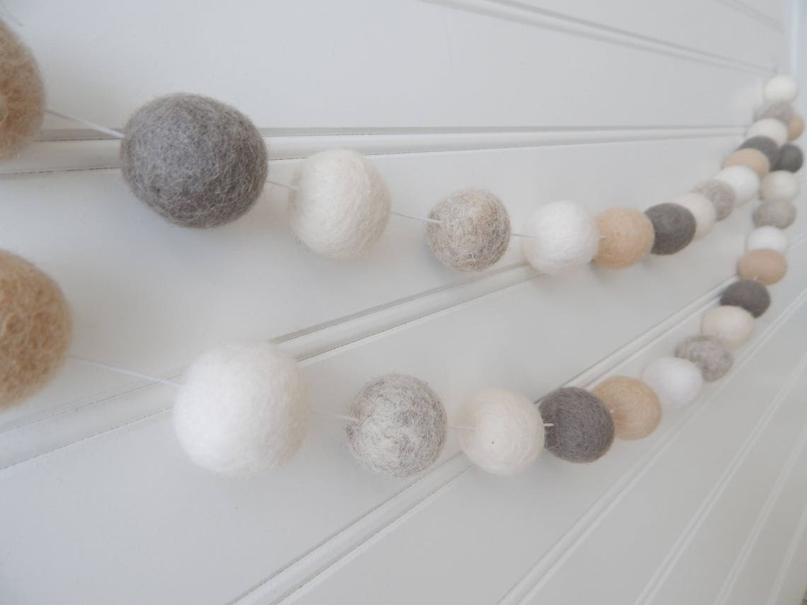 Pom Pom Garland Rainbow Colorful Felt Ball Ornament, 2PCS Christmas Garland Fiber Ball String 7.54ft For Thanksgiving, Xmas, Wall