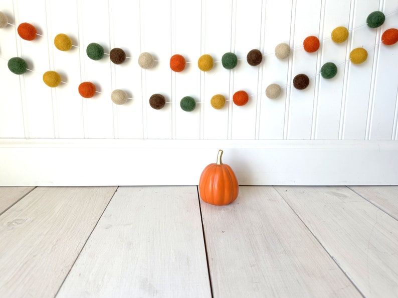 Autumn Garland, Fall Garland, Fall Decoration, Thanksgiving Garland, Felt Ball Garland, Halloween Decor Autumn Decor, Pumpkin, image 8