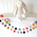 Boho Nursery Decor, Felt Ball Garland, Shabby Baby Room Decor, Pom Pom Garland, Vintage, Photo Prop, Bunting, Coral Peach Navy Mint 