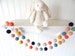 Boho Nursery Decor, Felt Ball Garland, Shabby Baby Room Decor, Pom Pom Garland, Vintage, Photo Prop, Bunting, Coral Peach Navy Mint 