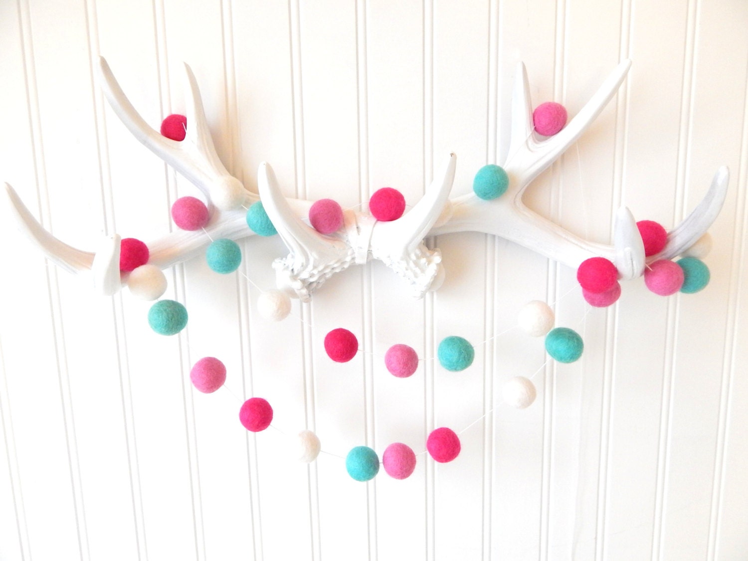 Girl Bunting Garland Girl Nursery Decor Felt Ball Garland Etsy