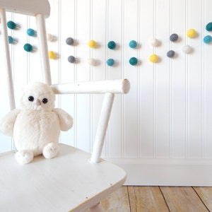 Baby Boy Nursery Decor, Felt Ball Garland, Pom Pom Garland, Boy Bunting, Playroom Decor, Baby Boy Room, Teal, Aqua, Yellow, Gray, Woodland image 4