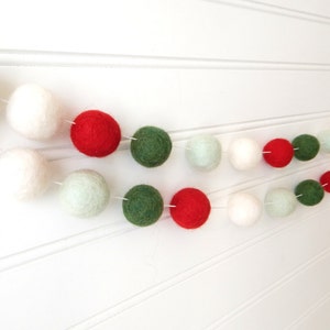 Christmas Garland, Christmas Felt Ball Garland, Pom Pom Garland, Christmas Decor, Christmas Tree Garland Mantel Decor Holiday Decor, Vintage image 4