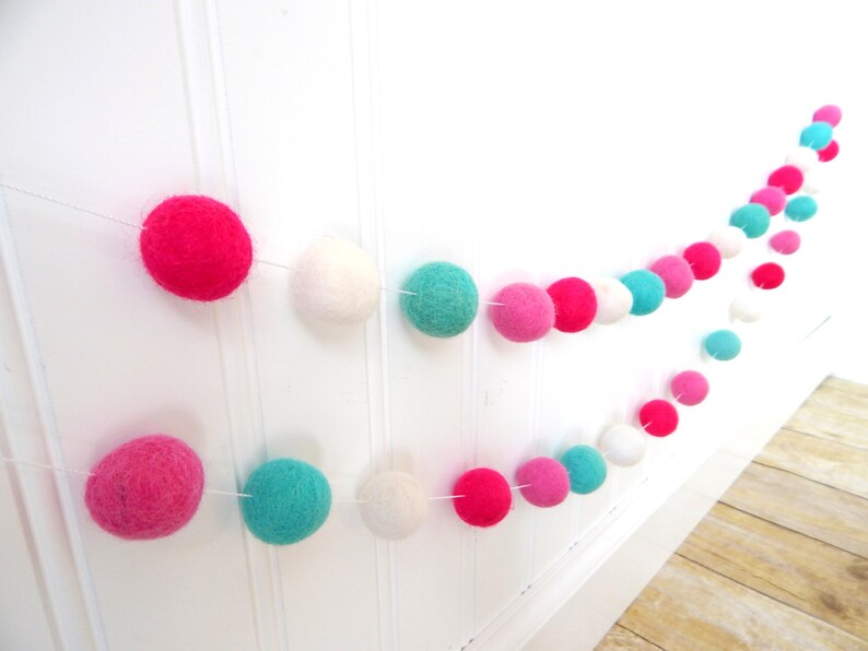 Girl Bunting Garland Girl Nursery Decor Felt Ball Garland Etsy