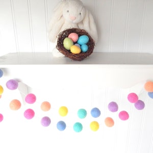 Easter Garland, Spring Garland, Pastel Garland, Felt Ball Garland, Nursery Decor, Pom Pom Garland, Easter Decor, Bunting, Baby Shower Decor image 2