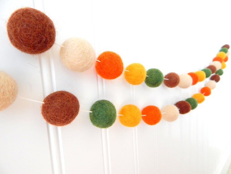 Autumn Garland, Fall Garland, Fall Decoration, Thanksgiving Garland, Felt Ball Garland, Halloween Decor Autumn Decor, Pumpkin, image 6