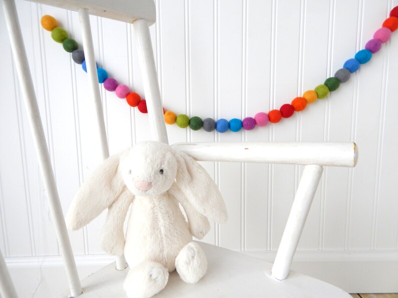 Rainbow Felt Ball Garland Rainbow Nursery Decor Rainbow Etsy
