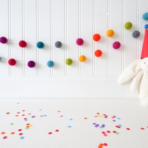 Felt Ball Garland, Nursery Decor, Birthday Garland, Rainbow Garland, Baby Shower Decor, Pom Pom, Party Garland, Cake Smash, Playroom Decor image 5