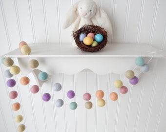 Shabby Nursery, Pastel Rainbow Garland, Baby Girl Room, Nursery Garland, Felt Ball Garland, Baby Girl Decor, Baby Shower, Baby Garland