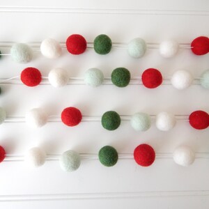 Christmas Garland, Christmas Felt Ball Garland, Pom Pom Garland, Christmas Decor, Christmas Tree Garland Mantel Decor Holiday Decor, Vintage image 5