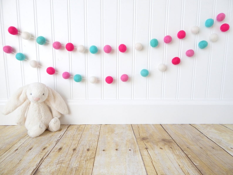 Girl Bunting Garland Girl Nursery Decor Felt Ball Garland Etsy