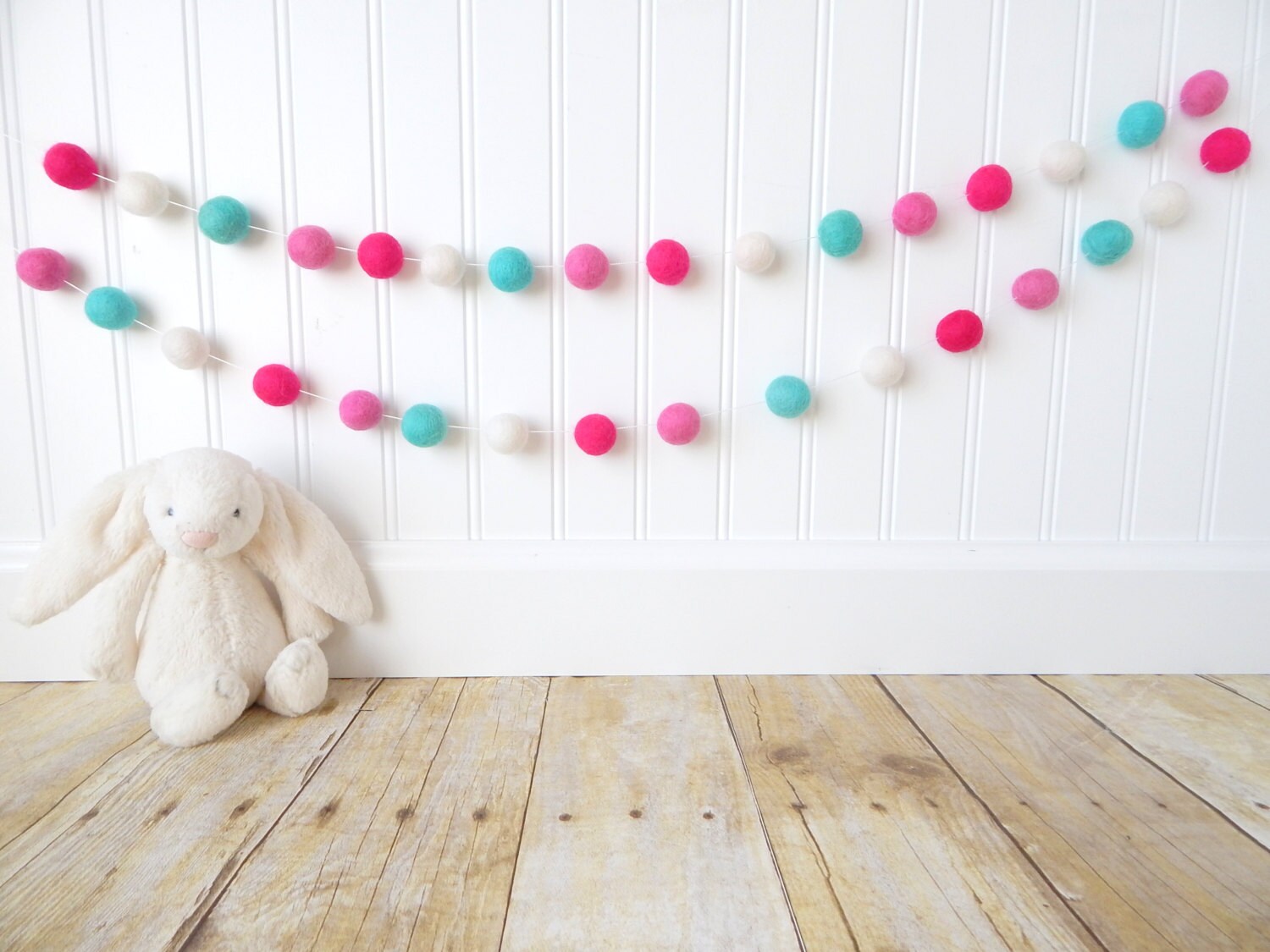 Girl Bunting Garland Girl Nursery Decor Felt Ball Garland Etsy