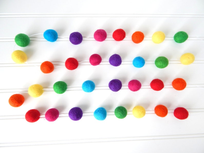 Rainbow Baby Nursery Decor Rainbow Felt Ball Garland Pom Pom Etsy