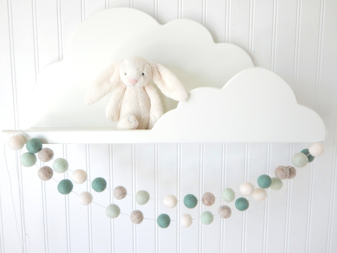 Baby Boy Wall Decor, Mint Pom Pom Garland, Mint Felt Ball Garland, Mint