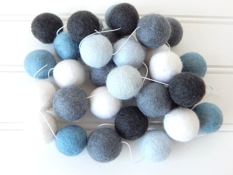 Blue Gray Garland, Nautical Nursery Decor, Baby Boy Nursery, Boy Room Decor, Baby Boy Decor, Felt Ball Garland, Boy Baby Shower, Pom Pom image 2