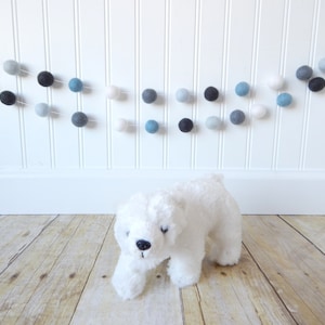 Blue Gray Garland, Nautical Nursery Decor, Baby Boy Nursery, Boy Room Decor, Baby Boy Decor, Felt Ball Garland, Boy Baby Shower, Pom Pom image 5