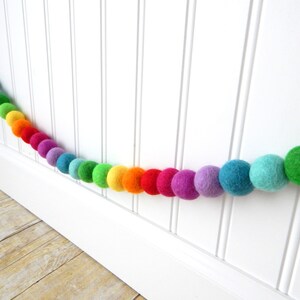 Kids Decor, Rainbow Felt Ball Garland, Nursery Garland, Pom Pom Garland, Birthday Garland, Bunting, Cake Smash, Baby Shower, Playroom Decor image 5