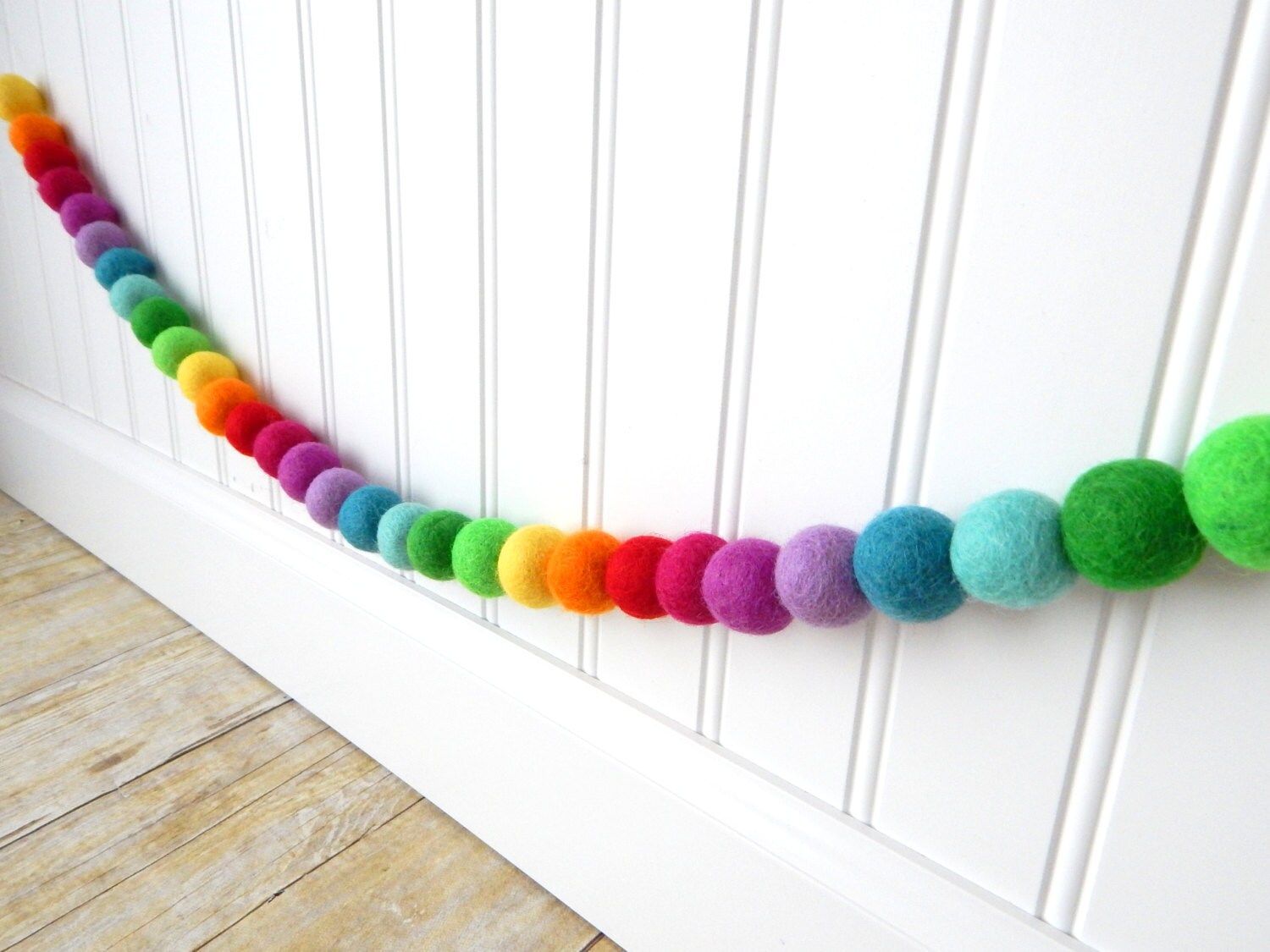 Kids Decor Rainbow Felt Ball Garland Nursery Garland Pom - Etsy