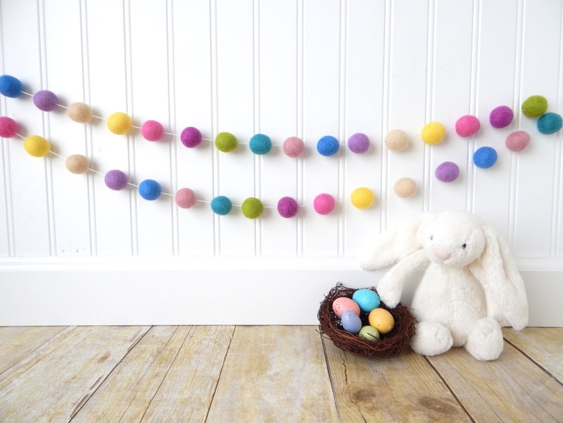 Easter Garland Spring Garland Pastel Garland Felt Ball Etsy