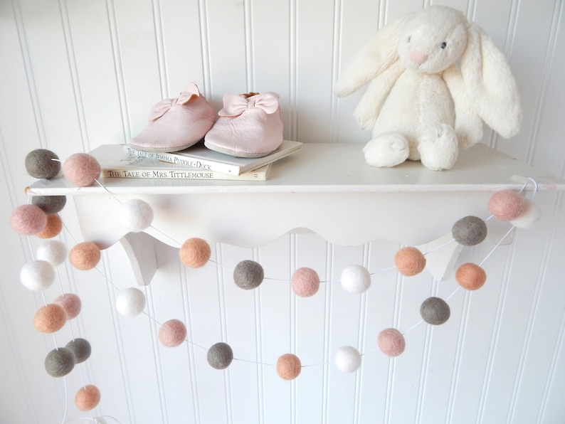 Boho Garland Banner Girl Nursery Decor Felt Ball Garland Etsy