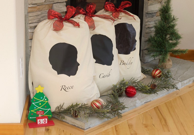 Silhouette Santa Bag Personalized Christmas Gift Personalized Santa Bag Christmas Gift for Kids Gift for Grandchildren Santa Bag
