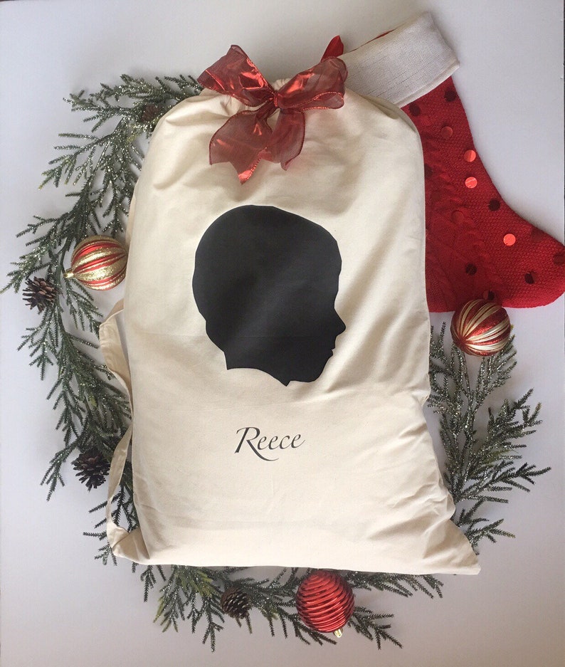 Silhouette Santa Bag Personalized Christmas Gift Personalized Santa Bag Christmas Gift for Kids Gift for Grandchildren Santa Bag
