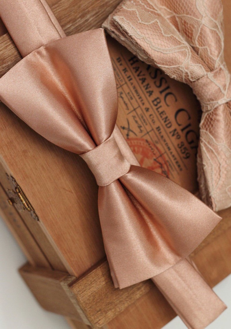 Rose Gold Tie Pre Tied Bow Tie Rose Gold Bow Tie Gold Bow Etsy