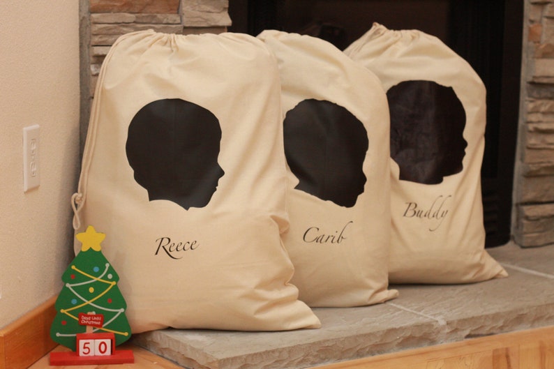 Silhouette Santa Bag Personalized Christmas Gift Personalized Santa Bag Christmas Gift for Kids Gift for Grandchildren Santa Bag