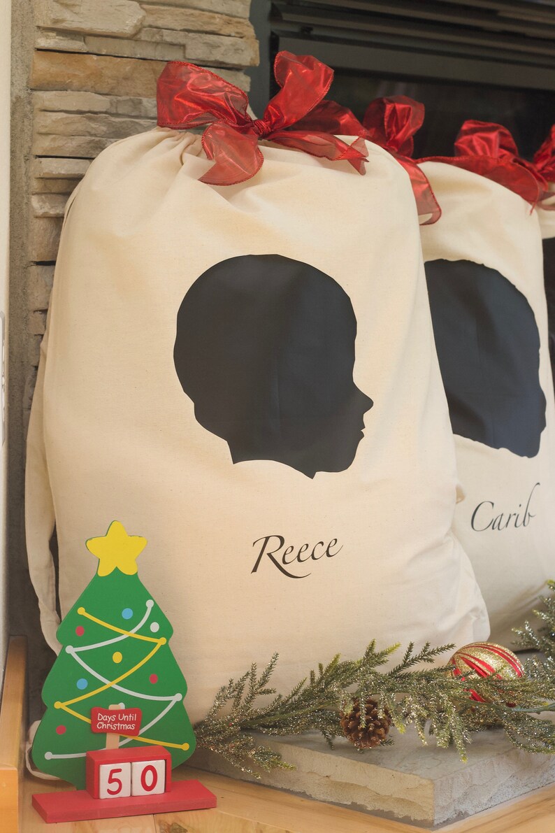 Silhouette Santa Bag Personalized Christmas Gift Personalized Santa Bag Christmas Gift for Kids Gift for Grandchildren Santa Bag