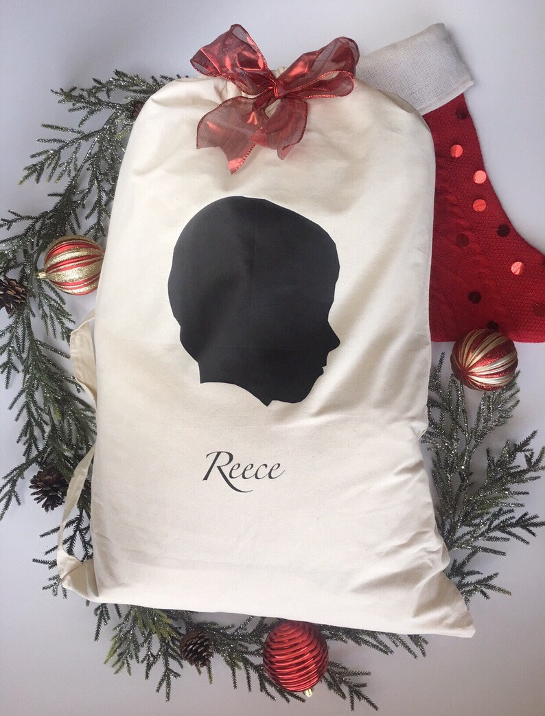Silhouette Santa Bag Personalized Christmas Gift Personalized Santa Bag Christmas Gift for Kids Gift for Grandchildren Santa Bag