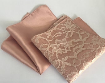 One Rose Gold Pocket Square - Rose Gold Hanky - Rose Gold Handkerchief - Rose Gold Wedding - Rose quartz pocket square - Pocket Square