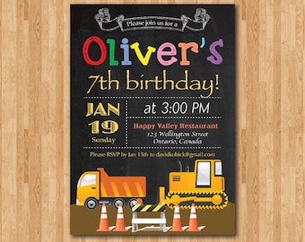 construction birthday invitation boy birthday party etsy