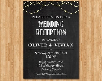Wedding Reception Invitation Chalkboard Reception Invite Etsy