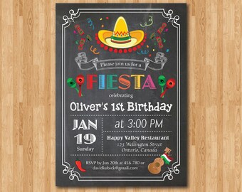 chalkboard fiesta birthday invitation cinco de mayo party etsy