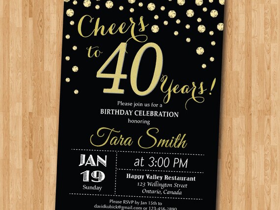 Invito Di Compleanno 40th Oro Glitter Applausi Per La Festa Di Compleanno Di 40 Anni 30 40 50 60 70 80 90 Tutte Le Età Stampabile