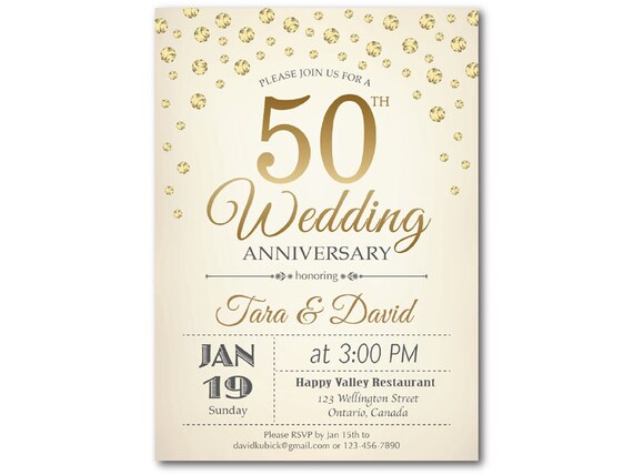 50e anniversaire Invitation. 50e anniversaire de mariage. Etsy