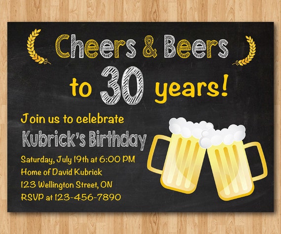 30th birthday invitation beer party invitations chalkboard etsy