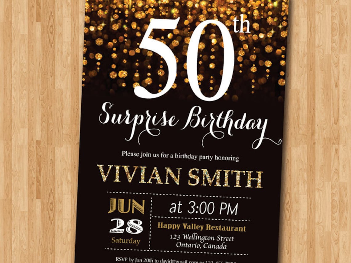 Surprise 50th Birthday Invitation for Women. Fifty and | Etsy